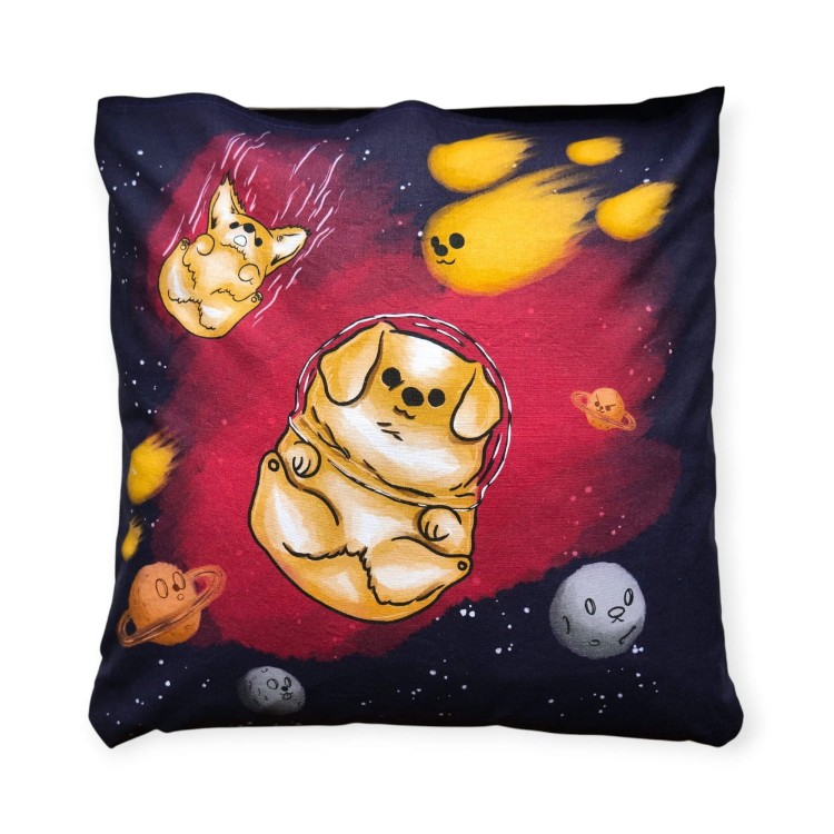 poszewka z nadrukiem "Astro Corgi"